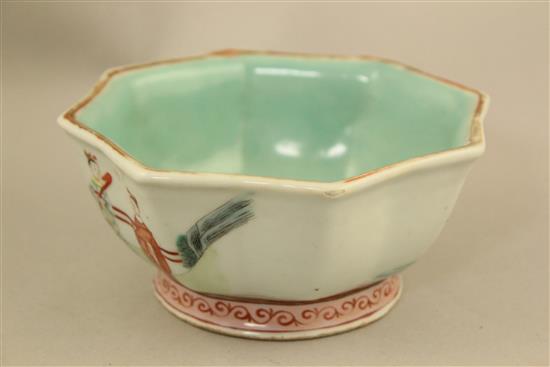 A Chinese famille rose octagonal bowl, Daoguang mark and probably of the period, 15.5cm